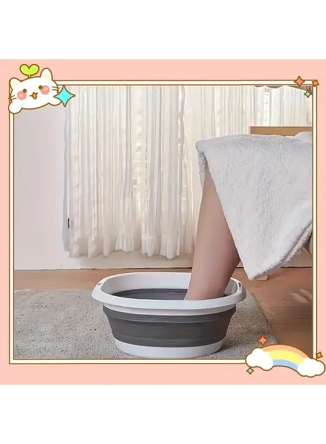 Blue Collapsible Foot Bath Tub Heavy Duty Portable Soaking Tub for Home Camping Travel - Image 2